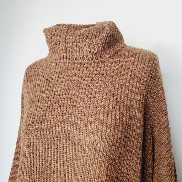 Storm & Marie Sweater Oversized Scandinavian Alpaca Wool Turtleneck Brown S - Picture 4 of 12